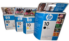 Genuine HP 10 Ink Cartridge Set 4 Pack Black Cyan Yellow Open Box Sealed picture