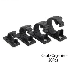 20x Black Cable Clips Adhesive Cord Management Organizer Wire Holders 0.5