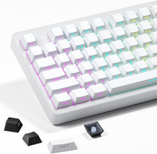 White Keycaps - Side Print PBT Keycaps 60 65 75 100 Percent, Double Shot picture