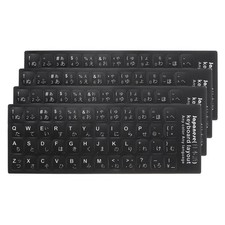 4Pcs Japanese Keyboard Sticker Black Back White Letter Alphabet Sticker picture