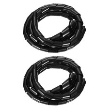 2pcs Spiral Cable Wrap, 9Ft - 1-Inch 1.8M- 25mm Spiral Wire Cord Cover, Black picture