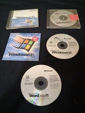 Vintage Microsoft Software CDs - Windows 95, Windows 98, Windows 2000, Word 2000 picture