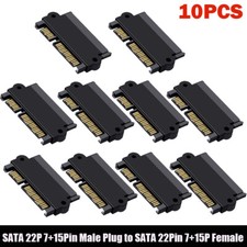 10X SATA 22P 7+15Pin Male Plug to SATA 22Pin 7+15P Female Jack Convertor Adapter picture
