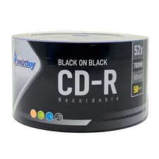 50 Pack Smartbuy CD-R 52X 700MB 80 Mins Double Side Black Vinyl Blank Disc | Max picture