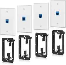 4 Pack Ethernet Wall Plate 1 Port Keystone Jack Blue Cat6 RJ45 Coupler Outlet Co picture