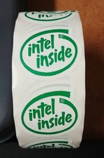 5pcs Green Vtg Old School large Intel Inside stickers oval 1  3/4