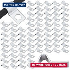 100 Pcs Silver Cable Wire Screw Clips 1/4 Inch, Zinc Plated Steel Clamp Outdoor picture