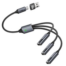 QIANRENON USB C 1 to 3 Extension Cable 1 in 3 Type C 2.0 Male 3 Female... picture