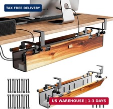 No Drill Thickened Under Desk Cable Management,38.5In,Wood-Grain picture