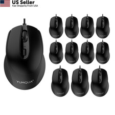 YUMQUA Wired Mouse Silent USB Corded for Computer MacBook 12Pack, Black picture
