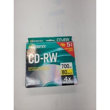 Memorex PACK OF 5 CD-RW REWRITABLE 4X 700MB 80 MINUTES Space Saving Jewel Case picture