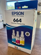 Genuine Epson 664 Combo high-capacity ink bottles Cyan Magenta  Yellow 03/2020 picture