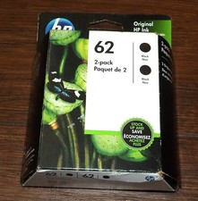Genuine HP 62 Black Two Pack Ink Cartridge Dated 2021 picture