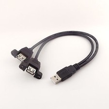 1pcs USB 2.0 A Male to Dual USB A 2.0 Female Socket Panel Mount Y Splitter Cable picture