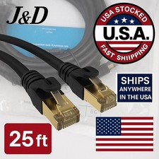 J&D Cat8 Ethernet Cable 25 ft High Speed 40Gbps 2000MHz Shielded RJ45 LAN Black picture