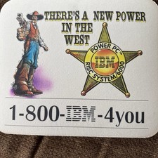 IBM vintage New Rare Mousepad Rs6000 There’s New Power In The West cowboy Logo  picture