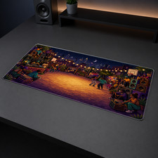 Boombox Block Party Illustrated Desk Mat Mouse Pad 36x18 picture