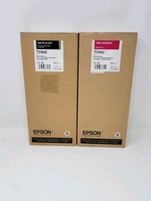 Epson T5963 Vivid Magenta  & T5968 Black 350ml Ink Cartridge Genuine—EXP 2017 picture