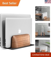 Elegant Adjustable Dual Laptop Stand -  Black Walnut & Aluminum Design picture