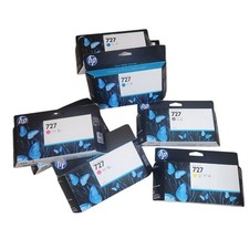 8 Original Ink HP 727 Ink Cartridges Magenta Cyan Gray Yellow Exp 2020-2024 picture