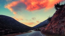 Landscape road nature sky hills asphalt clouds shrubs Custom Gaming Mat Desk picture