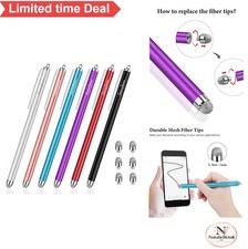Stylus Pens 6 Pack Capacitive Touch Screen Fiber Tip iPad iPhone Android Tablet picture