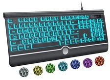 KOPJIPPOM Large Print Backlit Computer Keyboard, USB Full large print, black  picture
