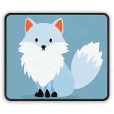 Blue Fox Illustration Gaming Mouse Pad | Cute Arctic Fox Desk Mat picture