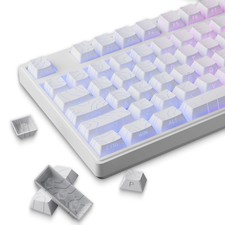 97 PCS White Topographic PBT Keycaps Side Printed RGB Backlit Cherry MX picture