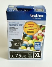 Genuine Brother LC75BK XL High Yield Black Ink Cartridge – New Sealed (EXP 2015) picture
