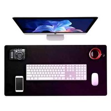 Premium Black Leather Desk Mat | Elegant Office Organizer | Non-Slip Surface | picture