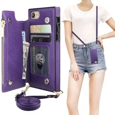 Bocasal Crossbody Wallet Case For Iphone Se 2022/Se 2020/7/8 Card Holderzipper picture