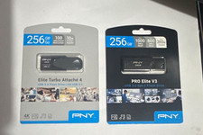 PNY Elite Turbo Attache 4 + Pro Elite V3 2-Pack 256GB USB 3.2 Capless Black picture