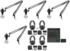 4-Person Podcast Podcasting Recording Kit w/Mackie ProFX12 v3+ Mixer+Boom Arms picture