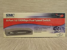 SMC Networks 8-Port 10/100Mbps Dual Speed Switch Black Gray Plug And Play  picture