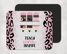 Custom Name, Pink, Animal Print Mousepad, Teacher Gift, Back to School,  picture