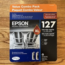 Genuine Epson 127 Black XL Twin (2) Pack (T127120-SVH) NEW - EXP 12/21 picture