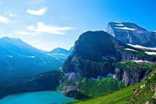 Landscape nature lake mountains glacier national park Custom Gaming Mat Desk picture
