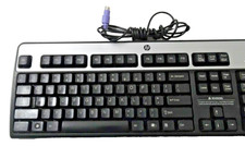 KB-0316 PS/2 Mouse Wired Keyboard TESTED and WORKS -BLACK  & SILVER picture
