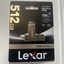 Lexar 512GB JumpDrive Dual Drive D400 USB 3.2 TypeC & Type-A Flash Drive 170 MBs picture
