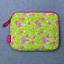 Lilly Pulitzer iPad Tablet Sleeve Case Zip Pink Green Floral Neoprene 8x10 picture