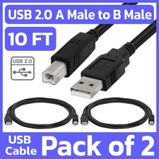 2 Pack Printer Cable 10ft USB 2.0 A Male to B Male Cord for HP Epson Canon Dell picture