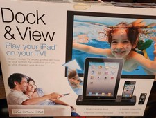 Dock & View iPad TV Docking Station Dual Charging w/ Remote, Audio Out White picture