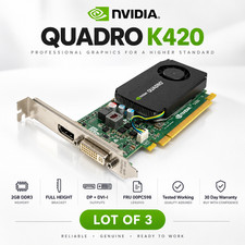Lot of 3 NVIDIA Quadro K420 2GB DDR3 Full Height GPU DP DVI Lenovo FRU 00PC598 picture