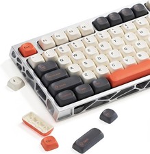 137 Keys PBT Double Shot Keycaps MOA Retro Custom Gaming Gray Orange Set picture