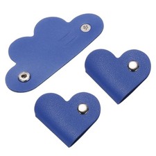 3Pcs Leather Cable Straps Blue Portable Leather Cord Organizer for Earphones picture