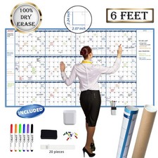 Dry Erase Wall Calendar 38 x72 Undated Reusable Laminated Whiteboard Large Blank picture