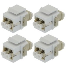 4 PCS LC/UPC Duplex Multi Mode Fiber Optical Coupler Keystone Jack Snap-in Ivory picture