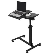 Mobile Rolling Laptop Height Angle Adjustable Overbed Food Tray Table Convenient picture