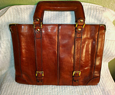 Vintage Bond Street Leather Briefcase - Zip Top & Brass Hardware Brown Leather picture